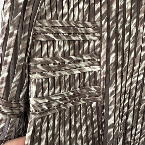 Chico's Women's Size (2/US L)Julianne Jacket Shiny Brown Mesh Zip Up - Picture 8 of 11